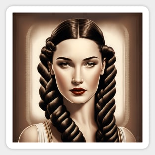 [AI Art] Classic brunette, Art Deco Style Magnet